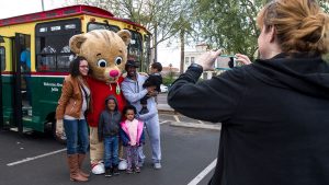 Daniel Tiger and a family at Arizona PBS KIDS Day 2017