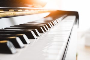 Piano keyboard closeup