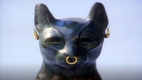 A sculpture of Bastet, the Egyptian cat goddess of fertility.