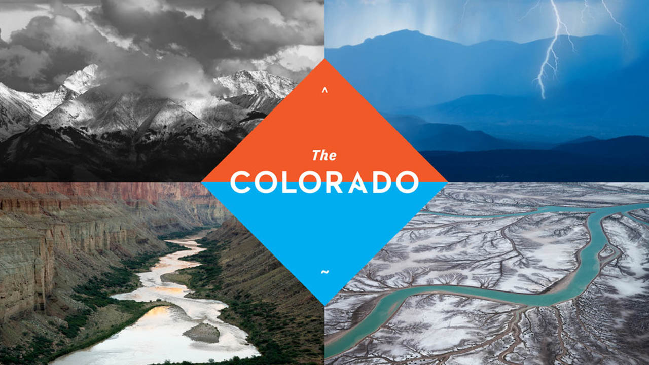Title screen for The Colorado shows the river in different seasons