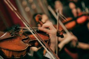 violinist bowing closeup