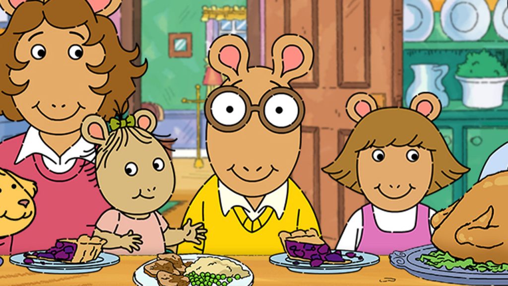 Arthur's family gathers at the Thanksgiving table.