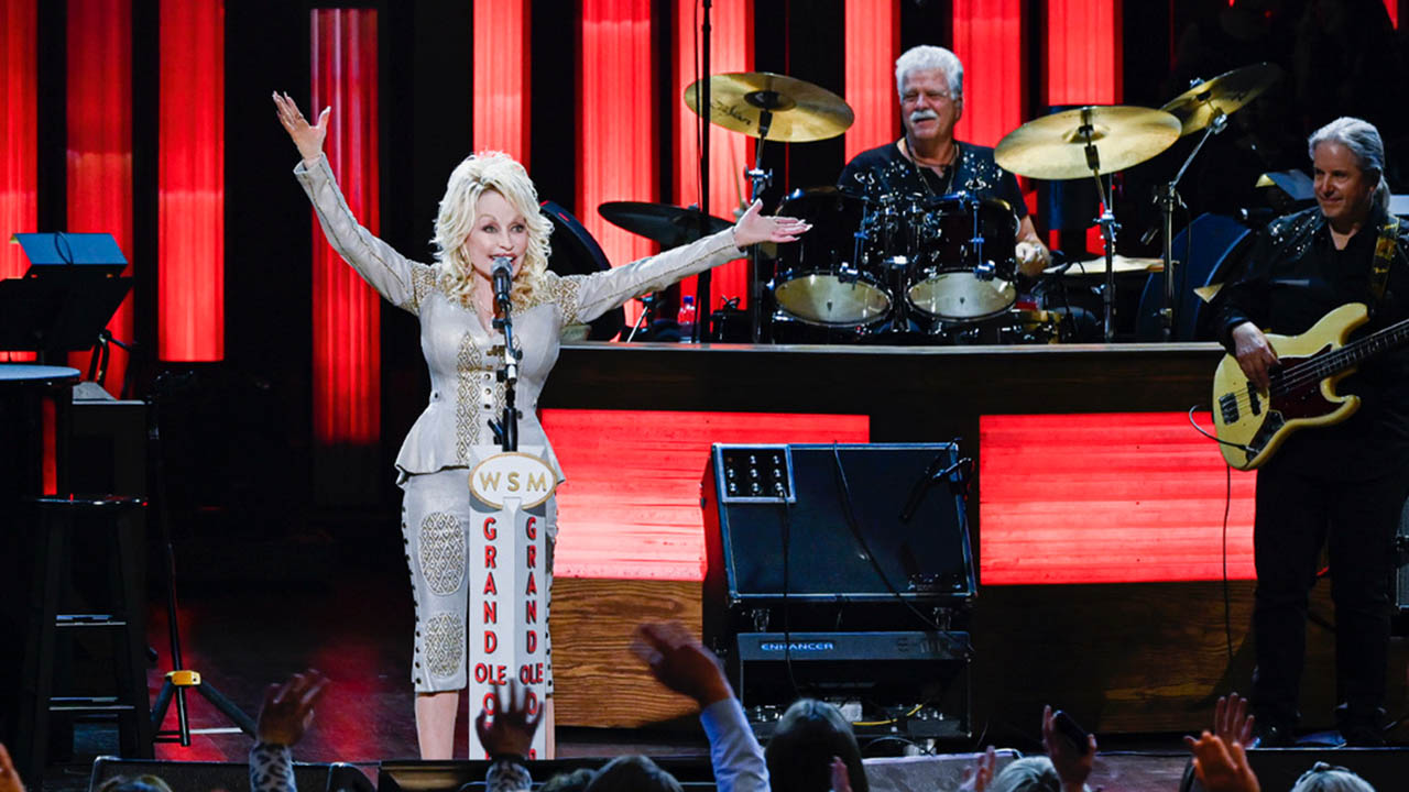 Dolly Parton onstage at the Opry