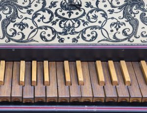 harpsichord keyboard closeup