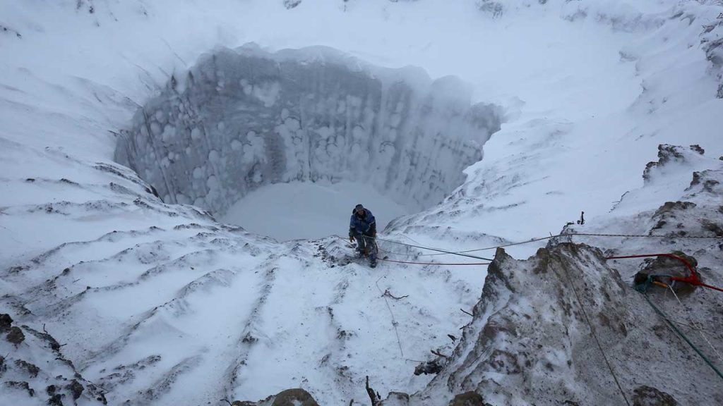 A massive sink hole in Northern Siberia