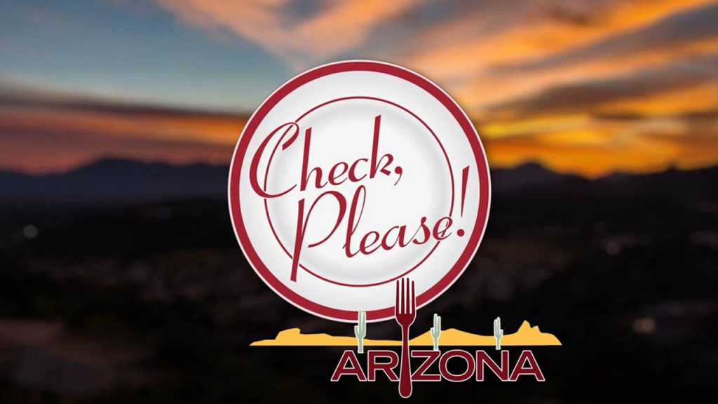 The Check, Please! Arizona logo appears against an Arizona sunset