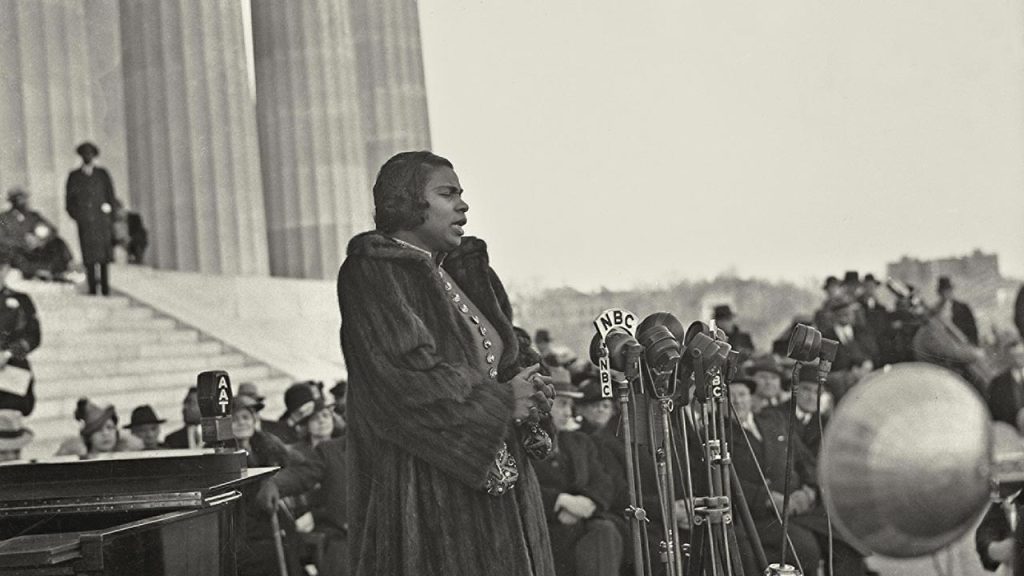 Marian Anderson (1897-1993) African American contralto singing at the Lincoln Memorial, Washington, Easter Sunday, 1939.