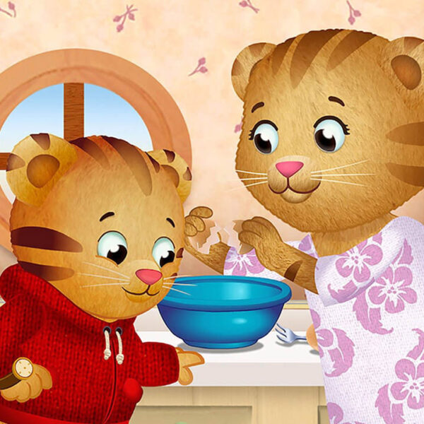 Daniel Tiger cooks with his mom and makes healthy food choices