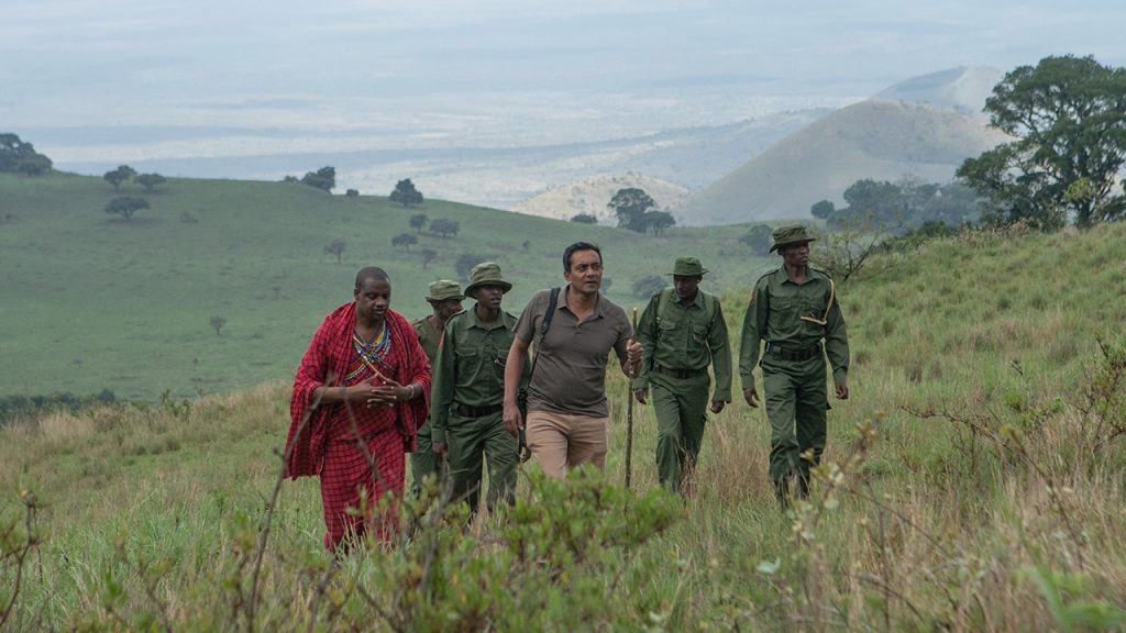 Sanjayan Muttulingam and rangers in Kenya's Chyulu Hills.