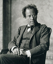 black and white photo of Gustav Mahler seated in a chair