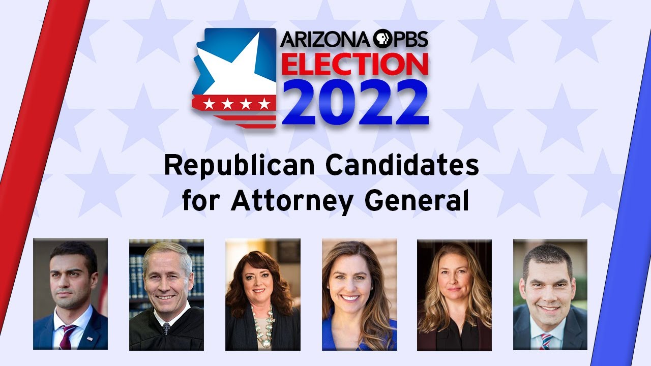 Republican candidates for Arizona attorney general Abraham Hamadeh, Andrew Gould, Dawn Grove, Lacy Cooper, Rodney Glassman and Tiffany Shedd