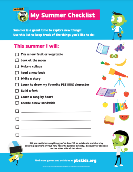 PBS Kids summer bucketlist
