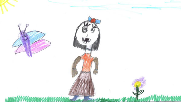 First grader Sophia Perez's drawing of a girl who has lost a tooth.