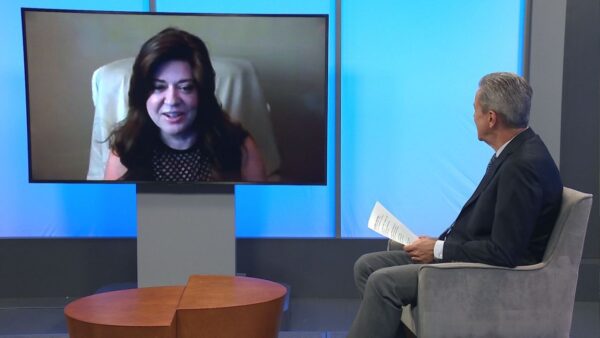 Photo shows Isabela Maldonado Via zoom on the set of Arizona Horizon during an interview with host Ted Simons