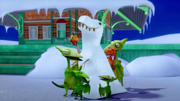 Dinosaur Train in the Snow with Cretaceous Conifers