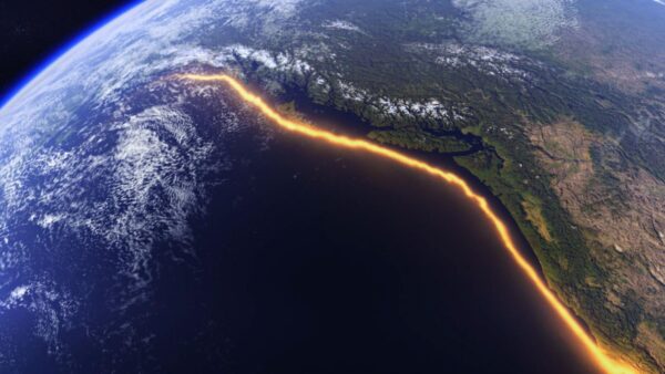 Depiction of the fault line off the western coast of the United States