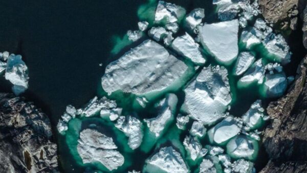 Aerial shot of ice in the Arctic