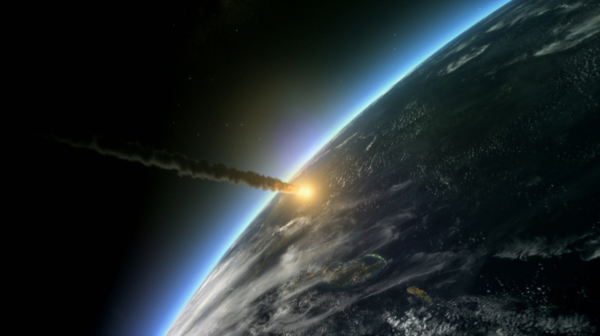 A meteor slams into Earth on the day the dinosaurs died