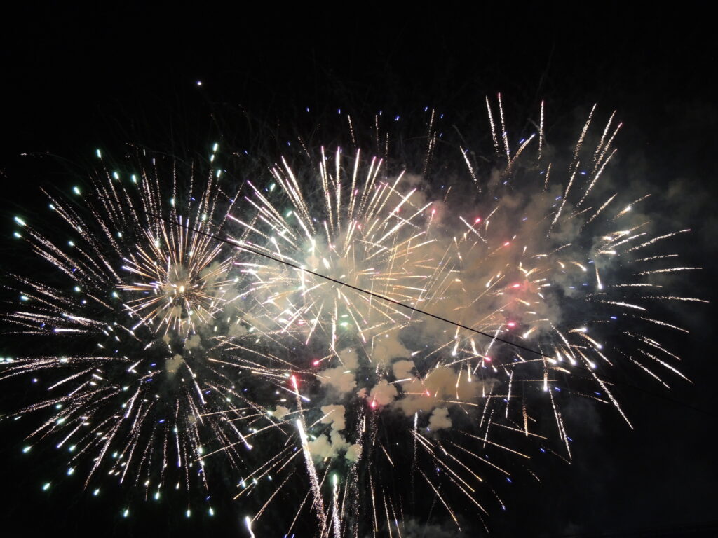 fireworks against the dark sky