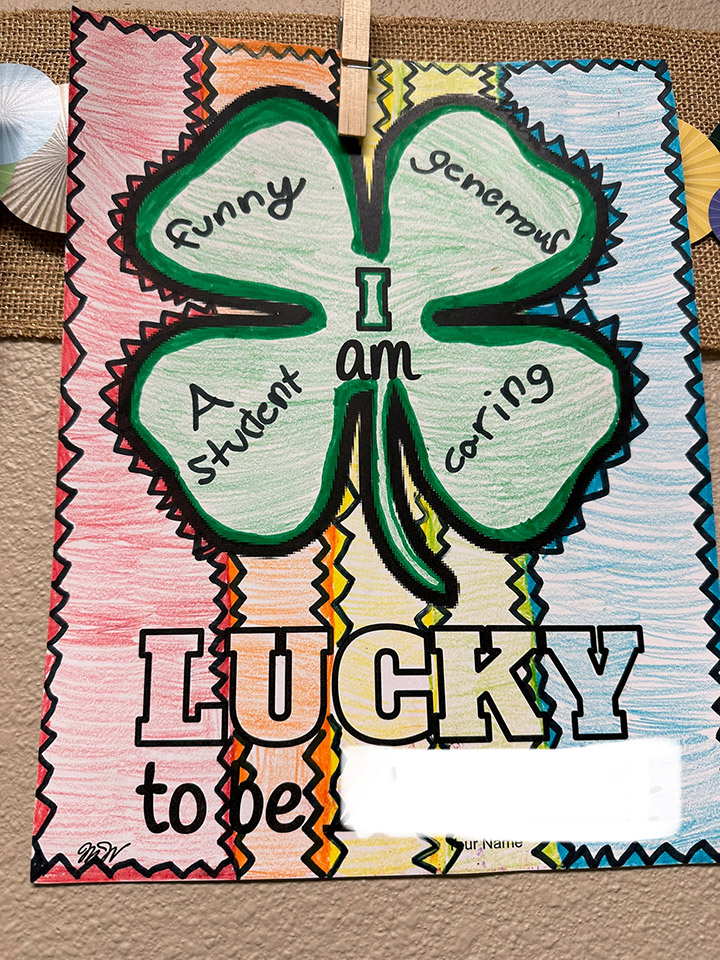 An example from the Lucky to be Me classroom activity