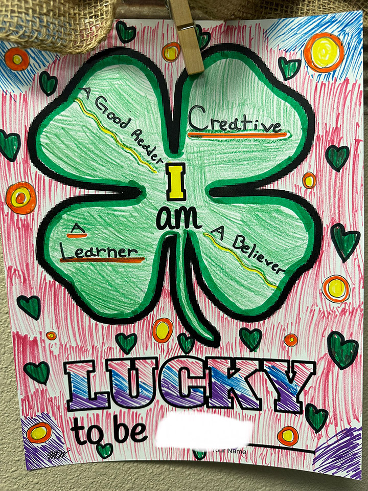 An example from the Lucky to be Me classroom activity