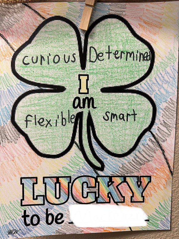 An example from the Lucky to be Me classroom activity