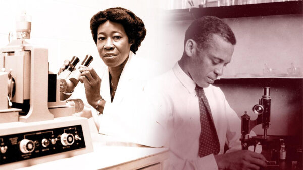 Two black scientists in the lab
