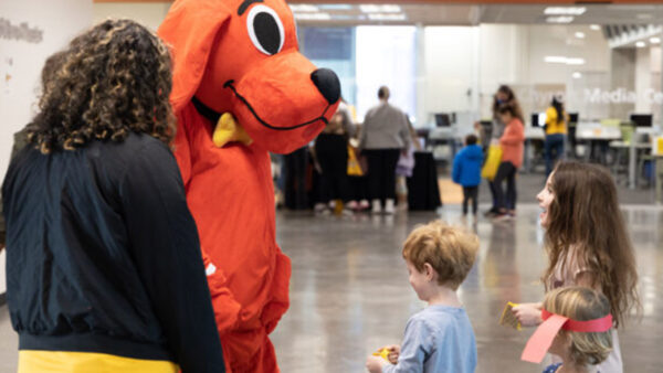 Clifford the Big Red Dog meets with children at an Arizona PBS event.