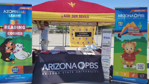 Arizona PBS booth at the Roosevelt School District Enrollment Festival.