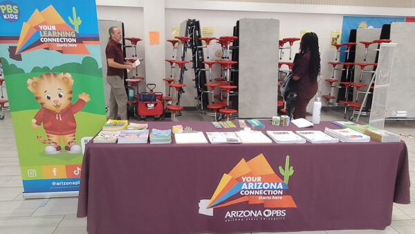 The Arizona PBS Education booth set up at Wilson Primary School.