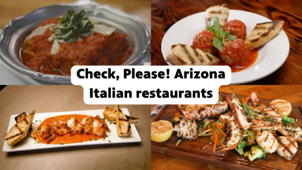 A collage of photos from four Italian restaurants featured on Check, Please! Arizona.