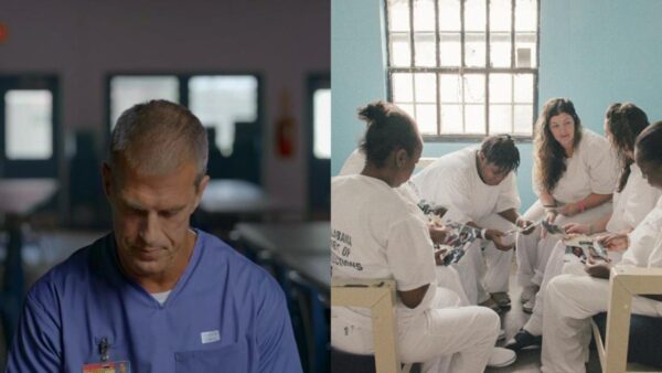 A collage of two images, one from Two Strikes and the other from Tutwiler showing inmates as part of the prison system