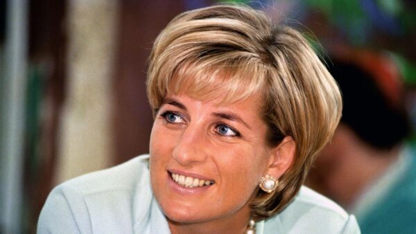 Princess Diana smiles into the camera