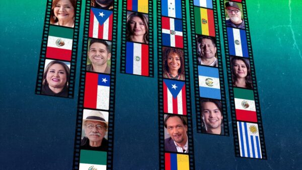 A graphic with several hispanic celebrities from Lights, Camera, Acción