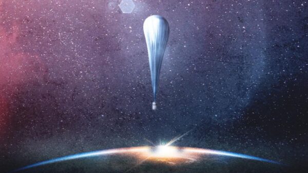a space balloon reaches the outer atmosphere of the earth