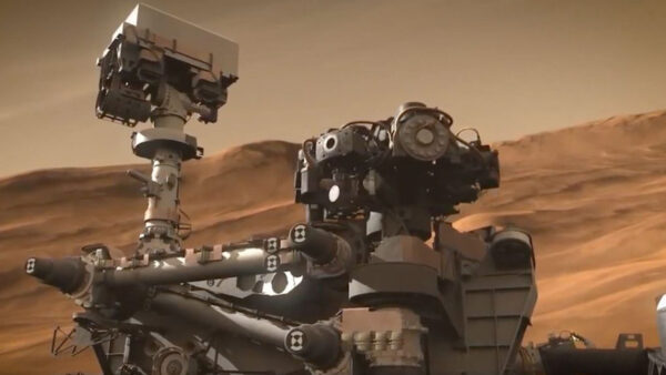 The Mars Rover on the surface of the Red Planet