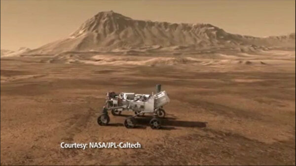 curiosity rover rolling around on mars