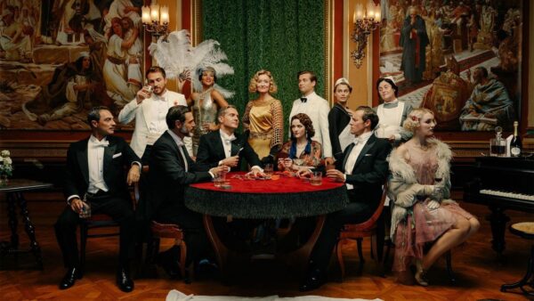 The cast of characters in a hotel dining room from the show Hotel Portofino