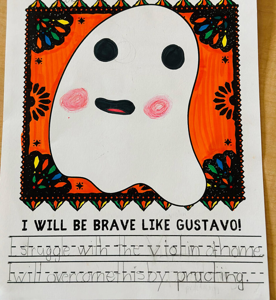 An example from the class activity "I will be brave like Gustavo"