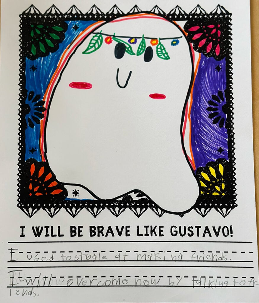 An example from the class activity "I will be brave like Gustavo"