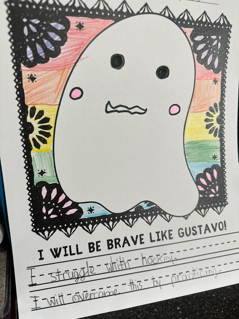 An example from the class activity "I will be brave like Gustavo"
