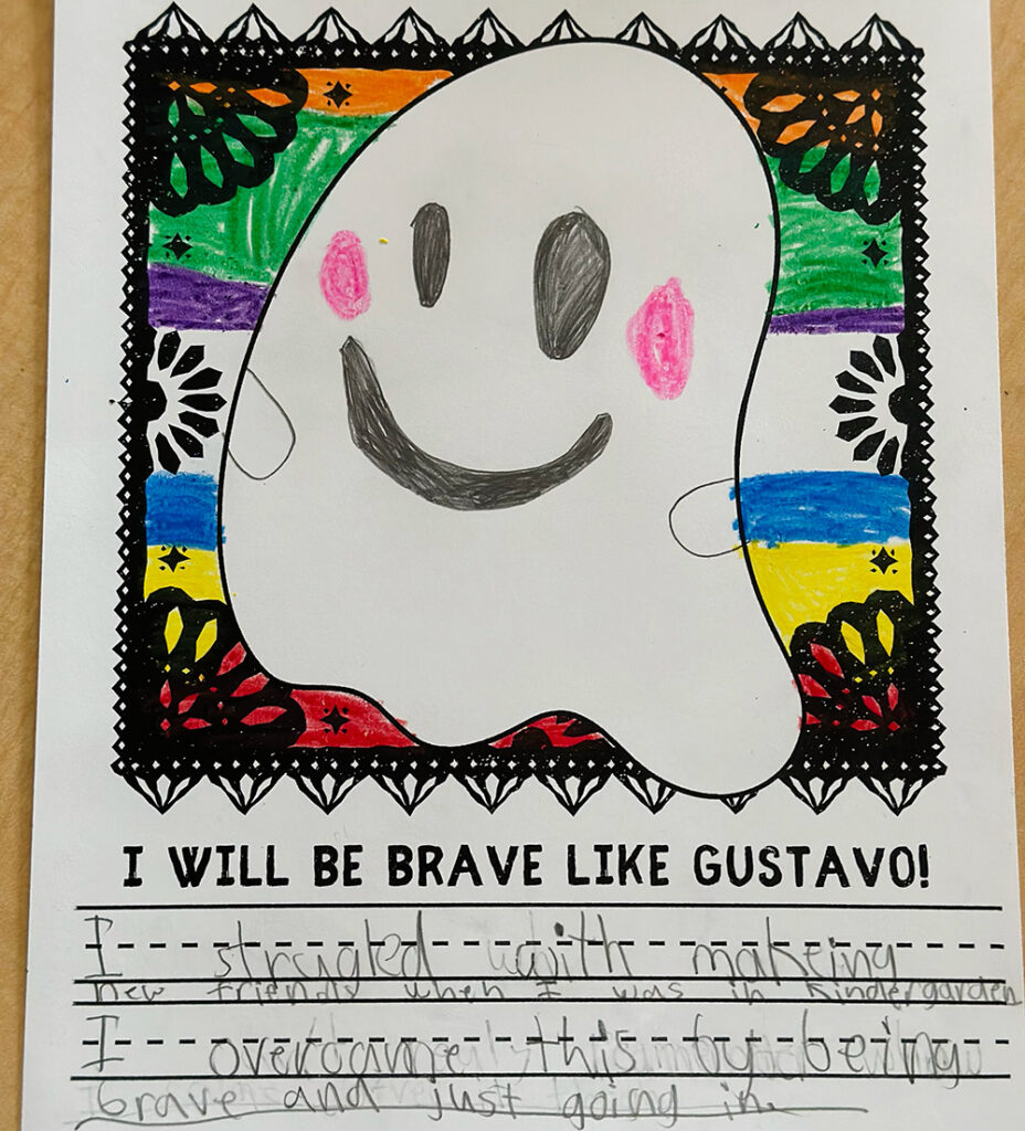 An example from the class activity "I will be brave like Gustavo"