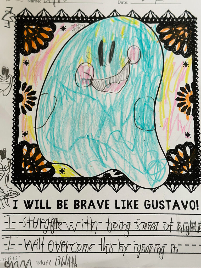 An example from the class activity "I will be brave like Gustavo"