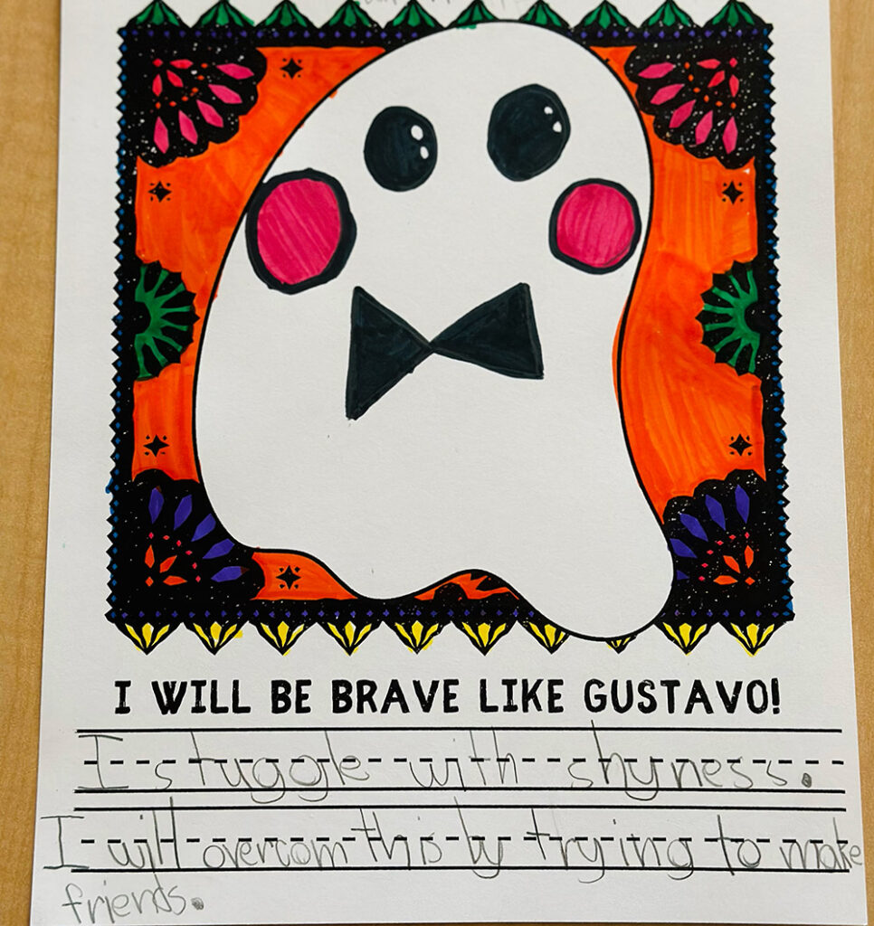An example from the class activity "I will be brave like Gustavo"