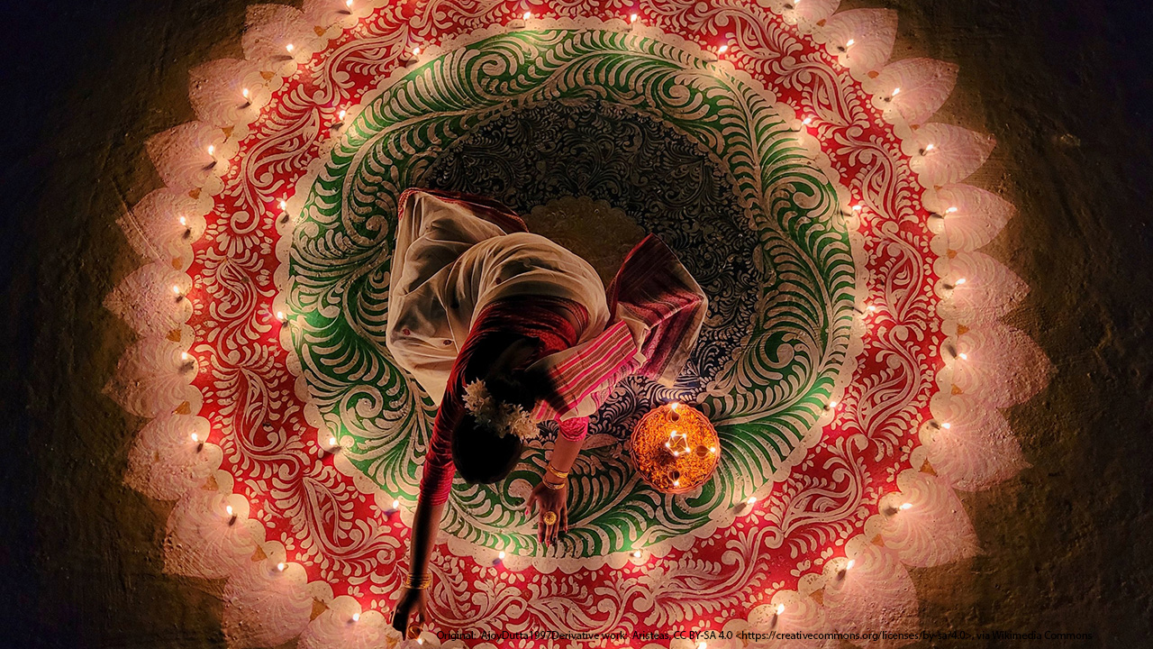woman lighting candles