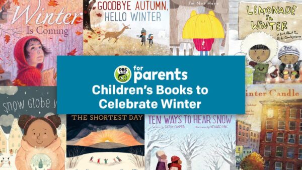 A graphic with book covers and text that reads: Children’s Books to Celebrate Winter