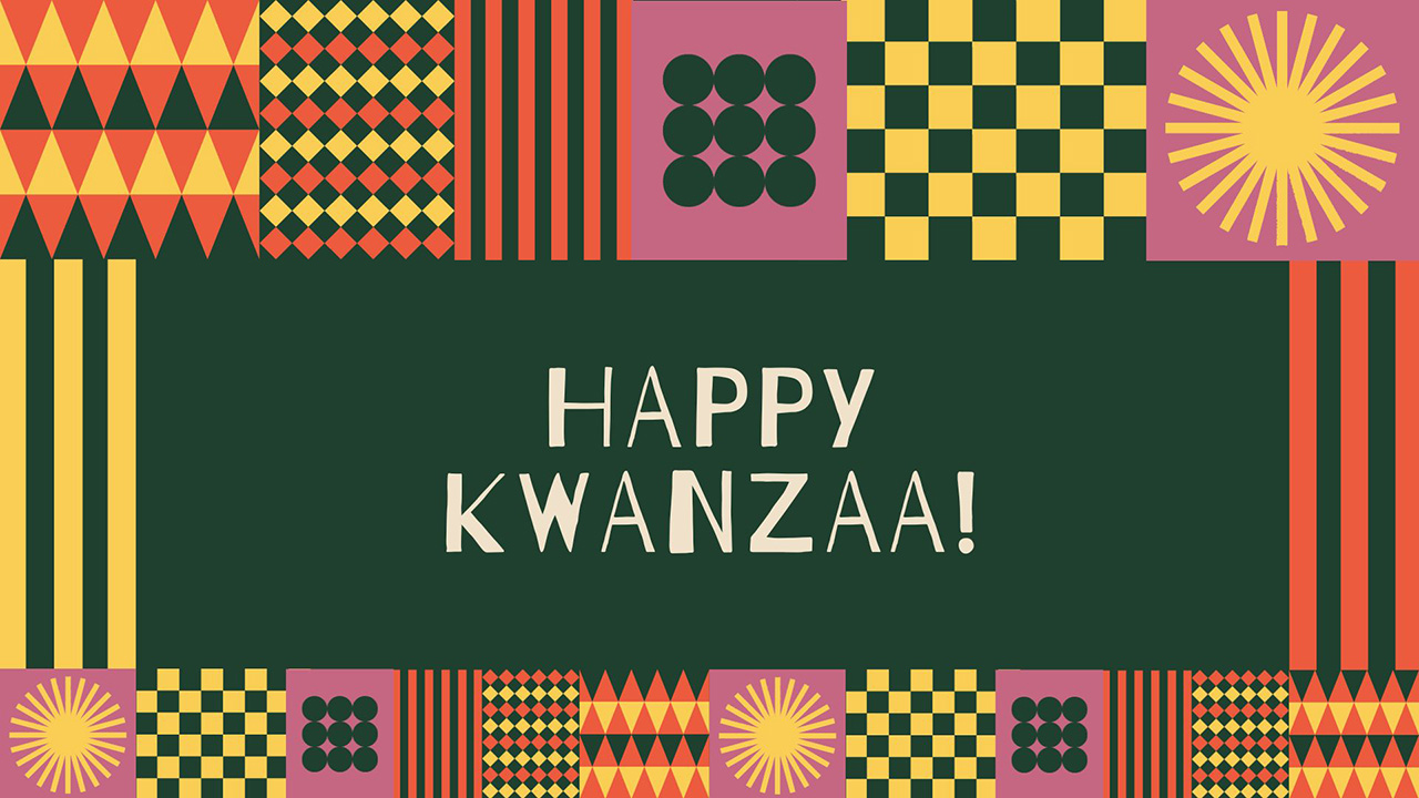 banner that reads happy kwanzaa