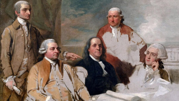 A painting of The Treaty of Paris, 1783