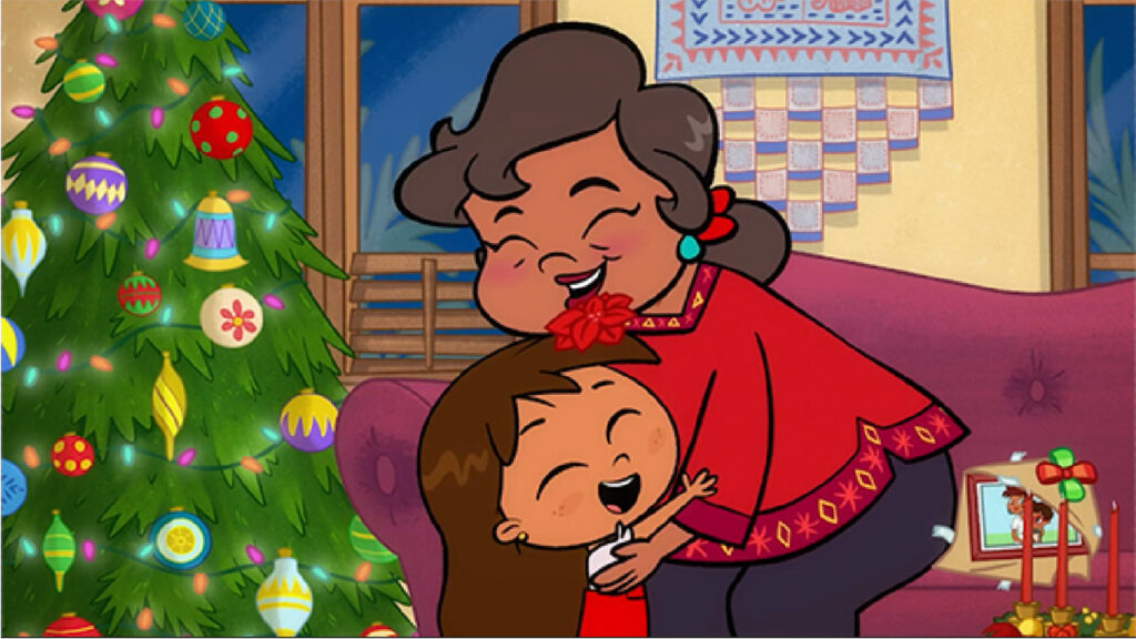 Rosie hugs her Abuela in an image from her new special, 