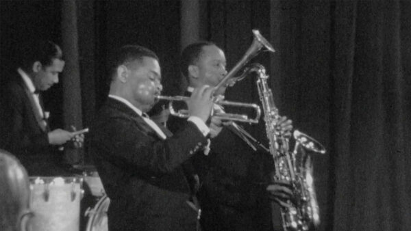 Dizzy Gillespie plays the trumpet
